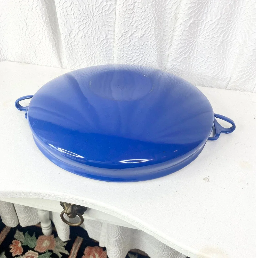 Vintage Dansk‎ Kobenstyle Cast Iron Skillet, Royal Blue Enamel
